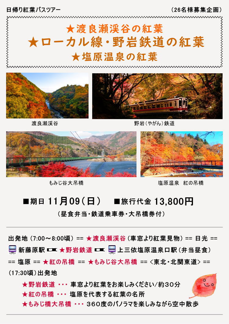 チラシ・野岩鉄道と紅葉の旅